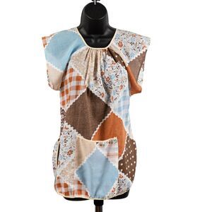 Custom made vintage 70s smock housewife top size S/M